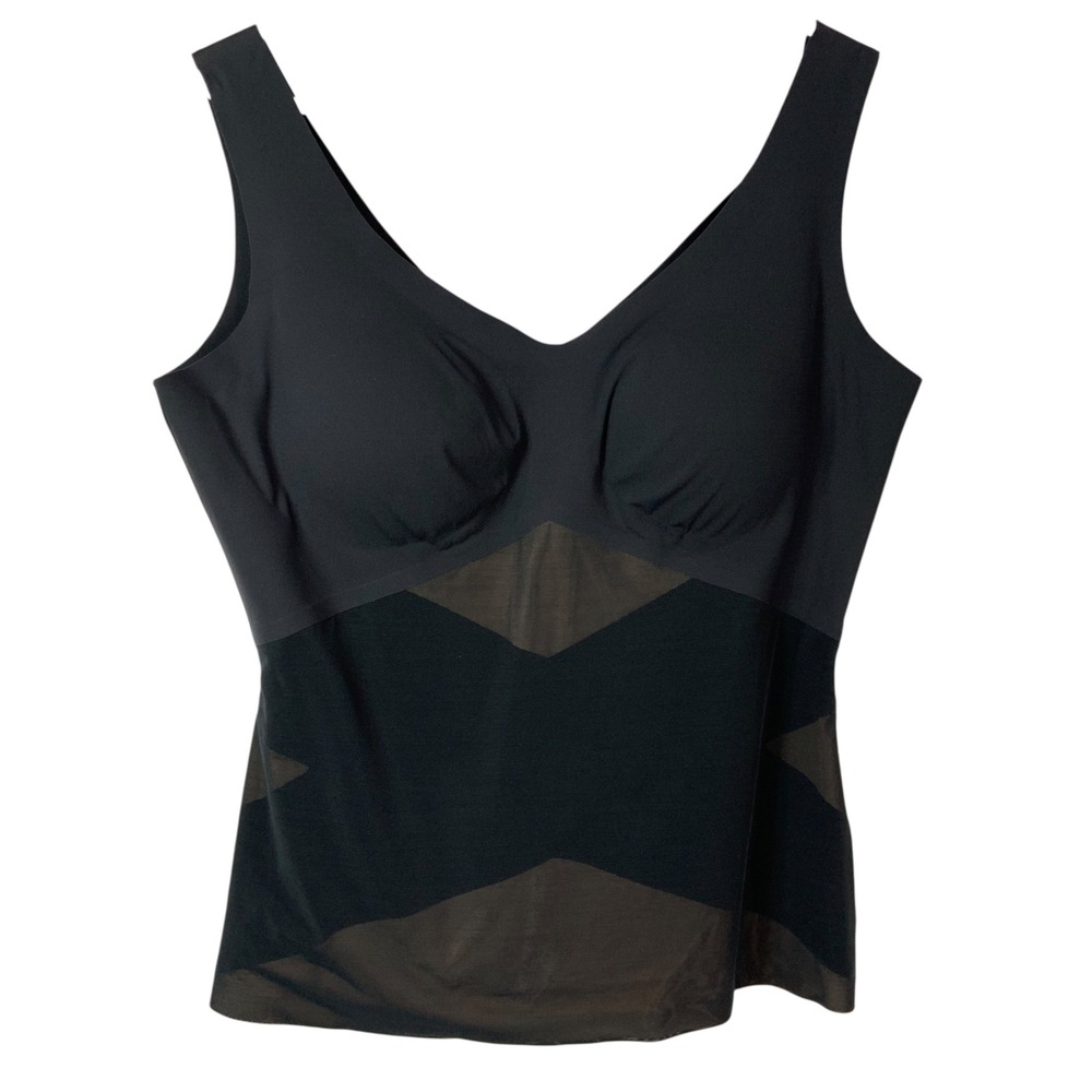 Honeylove LiftWear Black Tank 2X Pullover V-Neck Sleeveless Mesh Sculptwear NEW